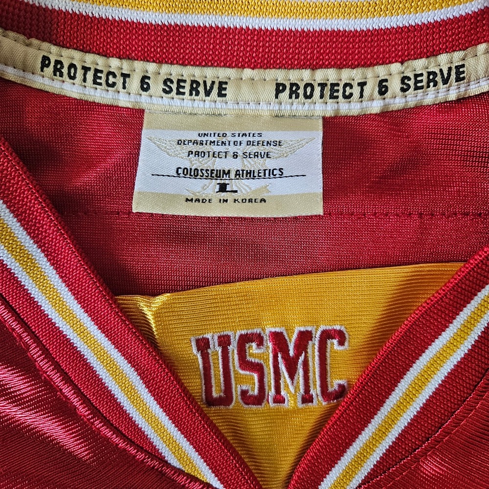 Colosseum Athletics USMC Jersey Men Large Red Embroidered Marines Football Shirt - Picture 3 of 14